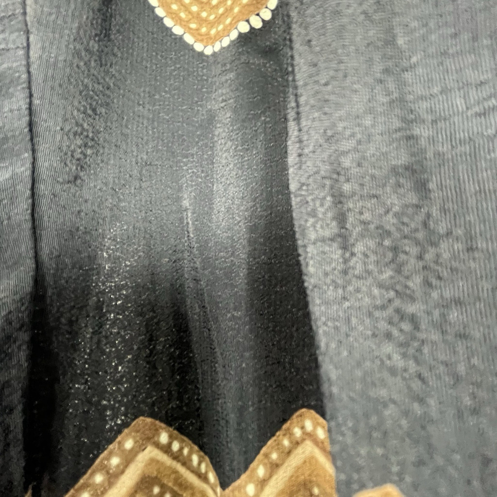 Caribbean Pacific Boho Wide Leg Pants Black Gold Beaded Rayon Size L - Picture 8 of 16